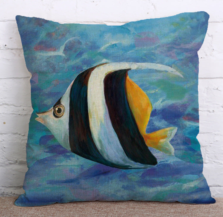 Cushion Cover SET Cotton Linen Throw Pillow,Fishes – LiYiFabrics